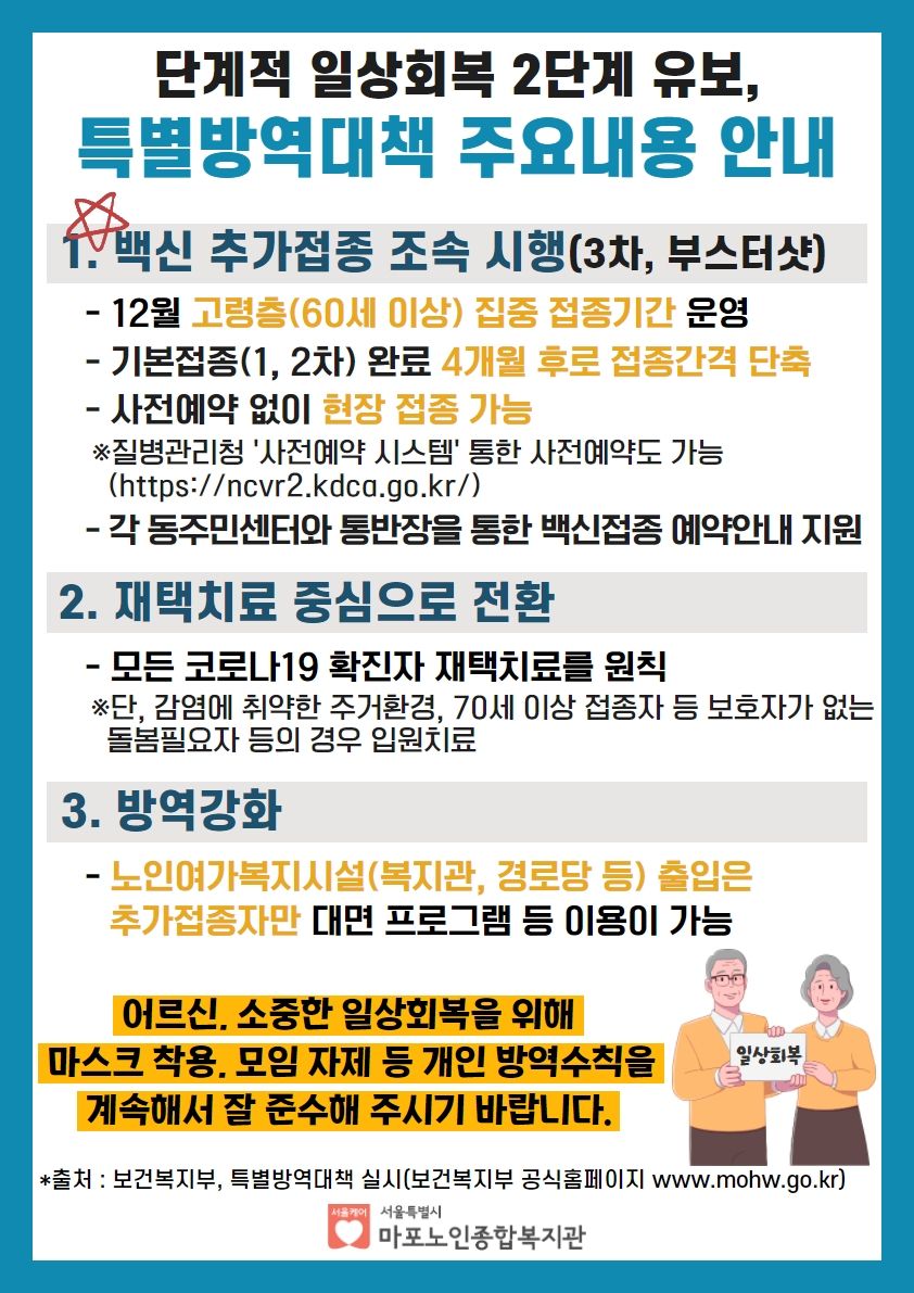 코로나19 특별방역대책 주요내용 안내