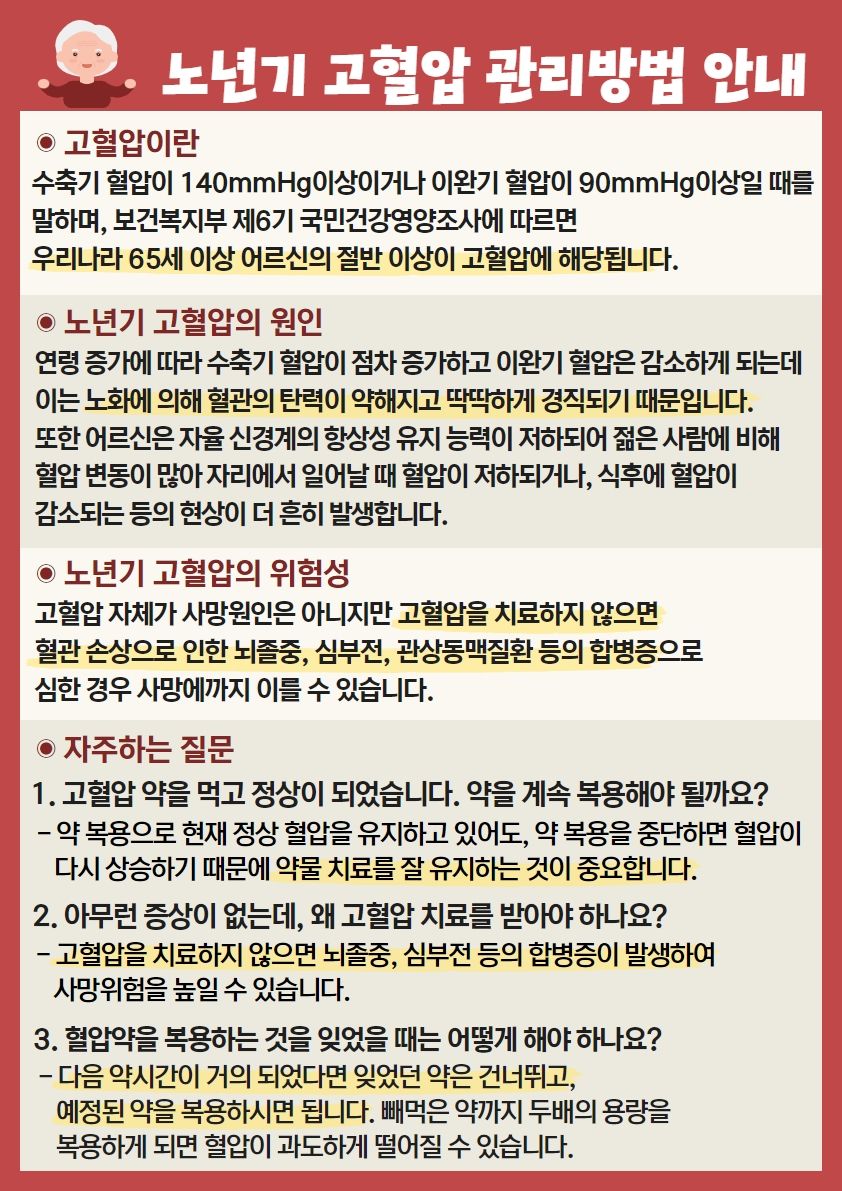 노년기 고혈압 관리방법 안내