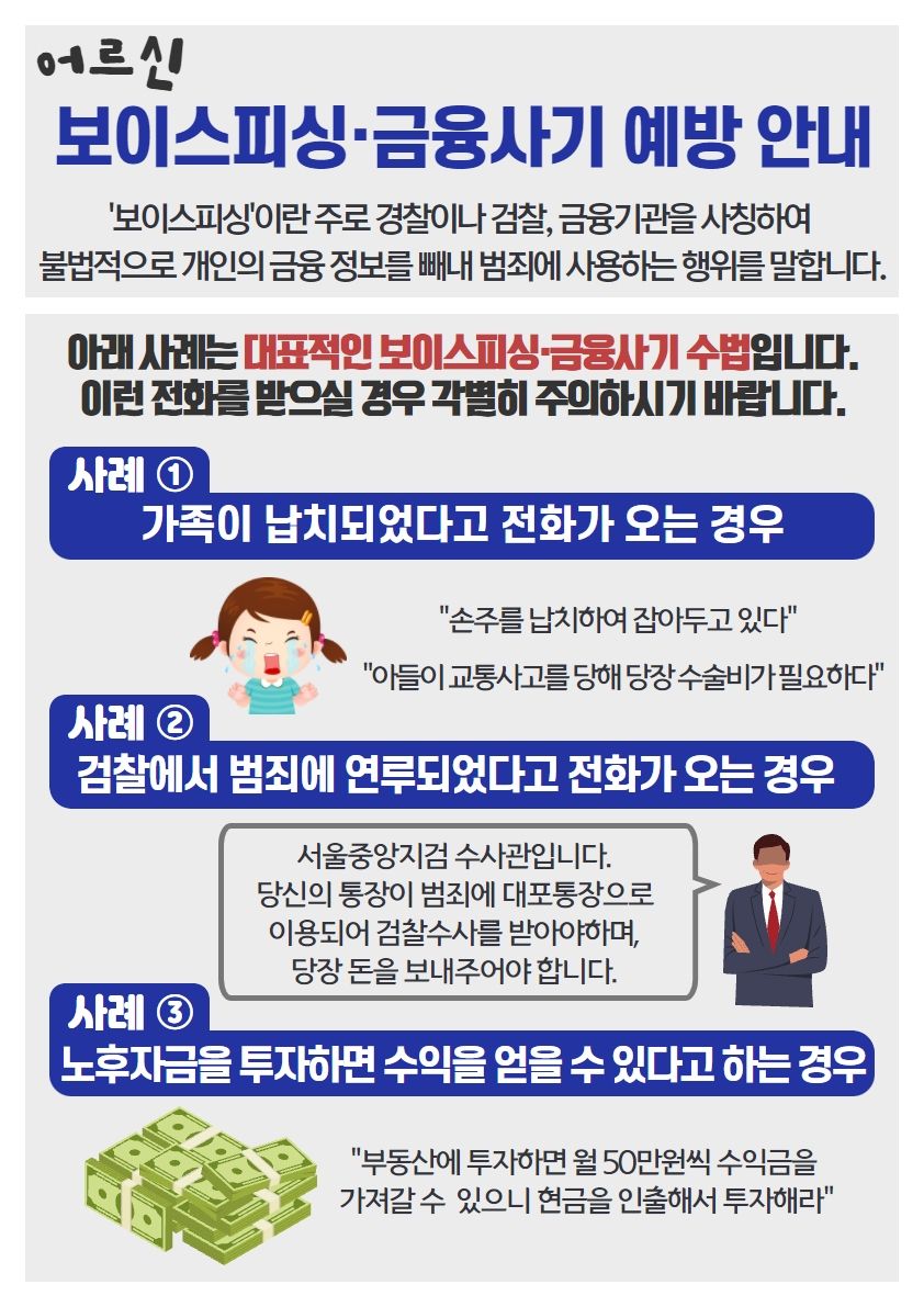 어르신 보이스피싱, 금융사기 예방 안내